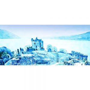 SG3608 inverness scotland castle blue abstract watercolour