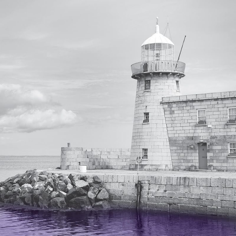 SG3698 howth lighthouse dublin ireland purple wash black white