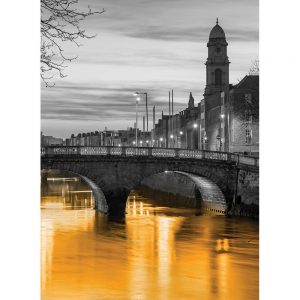 SG3810 dublin ireland cityscape skyline orange wash black white